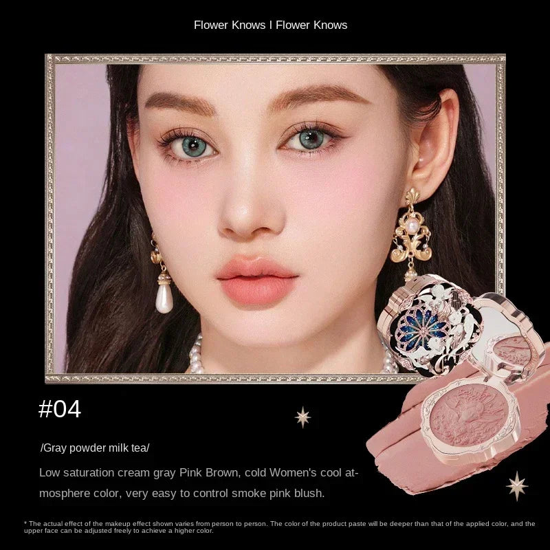 Flower Knows Little Angel Blushes Lightweight,Smooth,Long-Lasting All-Day Face Enhancing Makeup Korean Blush Cream for Cheek