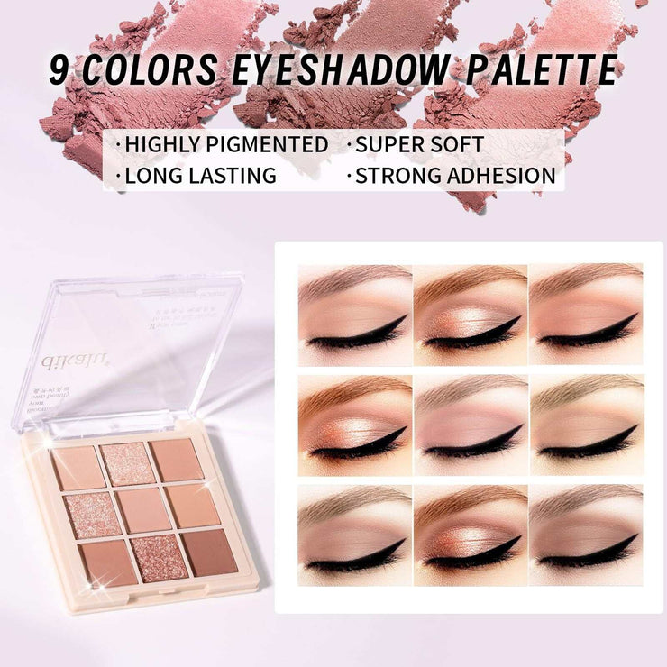 Makeup Set for Women, Girls & Teens – All-in-One Cosmetic Kit with 9-Color Eyeshadow Palette