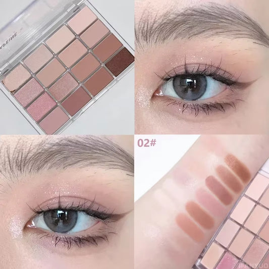 Paleta de Sombra de Ojos de 16 Colores – Purpurina Mate Nacarado Rosa de Baja Saturación, Maquillaje de Ojos de Larga Duración