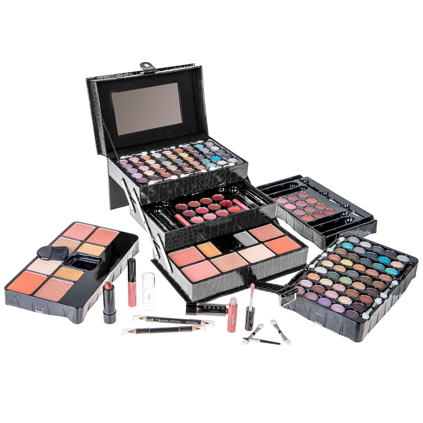 All in One Makeup Set, 67 Colors Eyeshadow, Blushes, Face Powder, Lipstick, Eye Liners, Make up Pencils and Cosmetics Mirror - Makeup Kit with Reusable Beauty Organizer Train Case - Black