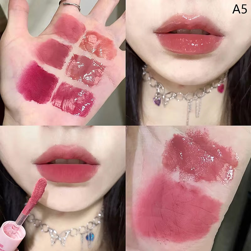 Brillo de labios de doble cabeza resistente al agua - Tinte mate de larga duración con acabado terciopelo y efecto sexy en color rojo