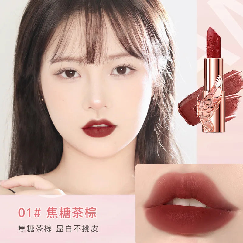 2 Set Lip Butterfly Box Lipstick Matte Velvet Lipsticks Party Lipstick Nonstick Cup Lip Gloss Lips Makeup Waterproof Cosmetics