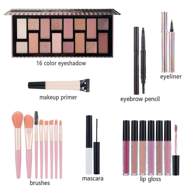 Makeup Kit for Teen Girls – Complete Makeup Set with Eyeshadow Palette, Eyeliner, Brush Set, Lip Gloss, Mascara & Eyebrow Pencil, Ideal Gift for Women