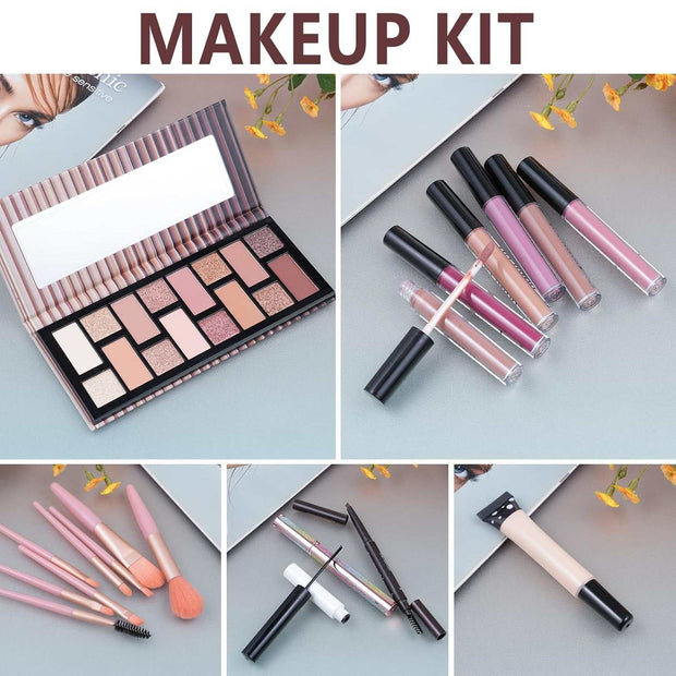 Makeup Kit for Teen Girls – Complete Makeup Set with Eyeshadow Palette, Eyeliner, Brush Set, Lip Gloss, Mascara & Eyebrow Pencil, Ideal Gift for Women