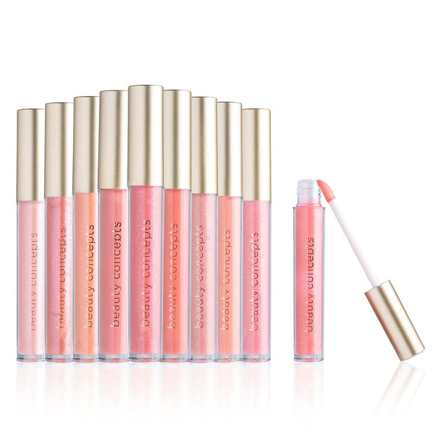Lip Gloss Collection with shiny, hydrating, long-lasting shades in sleek packaging