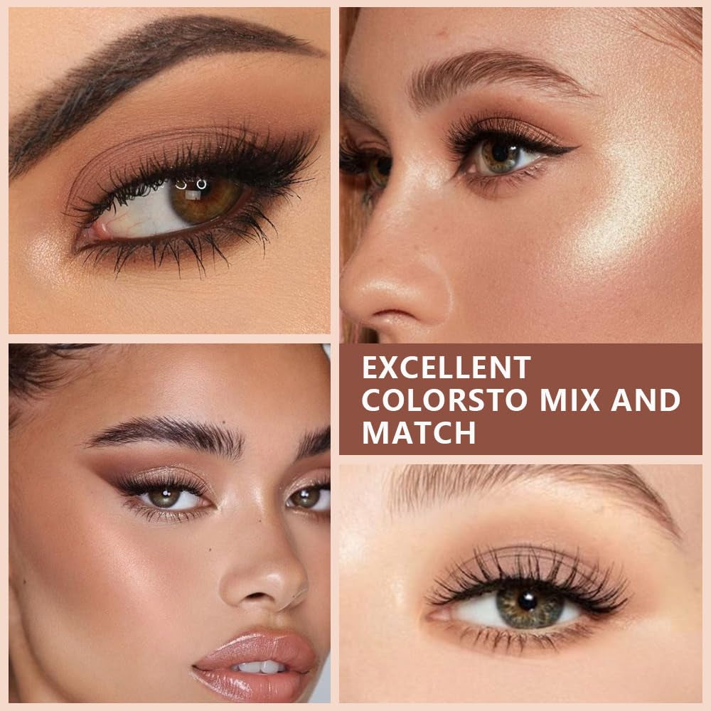 16 Colors Nude Brown Eyeshadow Palette – Matte & Shimmer Finishes – Warm Caramel, Mocha, Champagne & Taupe Tones Eye Shadow – Highly Pigmented Neutral Eye Makeup Palette for Woman