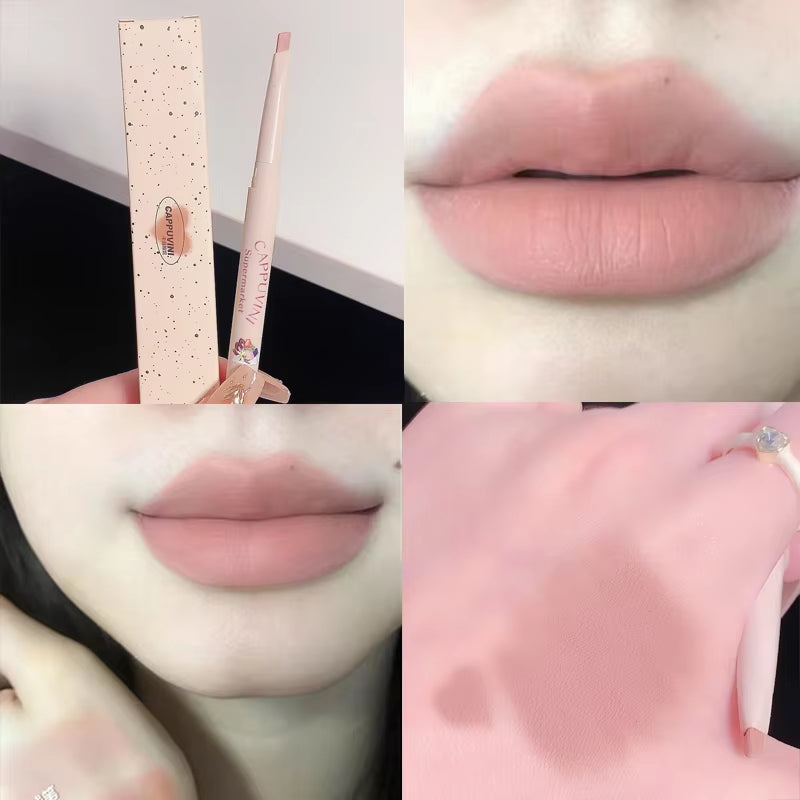 Lápiz Labial Mate de Terciopelo 3D – Delineador de Labios Resistente al Agua, Duradero, Contorno Natural, Línea de Contorno, Maquillaje