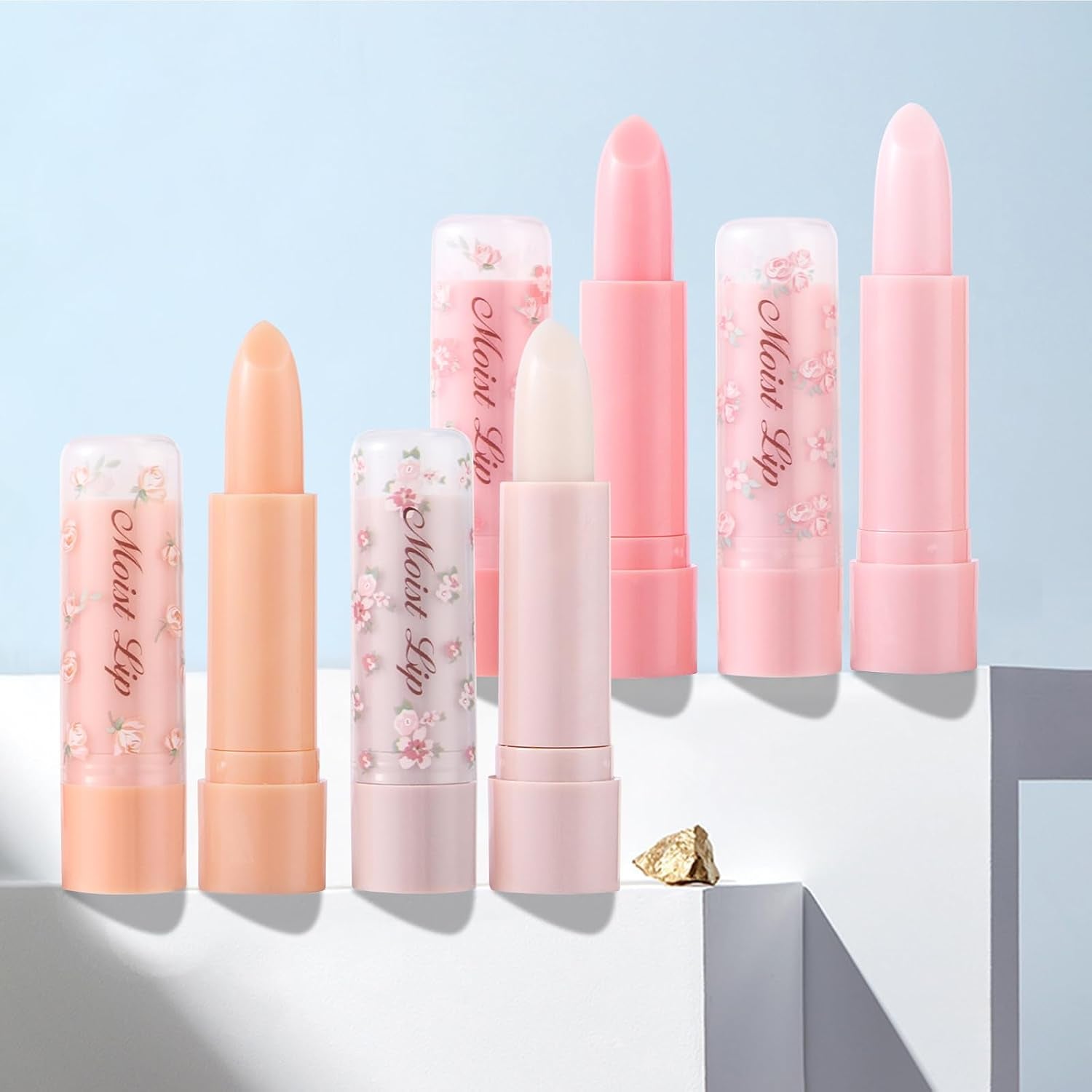 Color Changing Lipstick Set, Orange Pink White Ph Magic Lipstick Waterproof Long Lasting 24 Hour Lip Balm Kit for Women Girls (Multi 01, 12Pack)