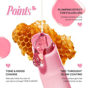 Bálsamo labial hidratante, tinte y brillo labial con efecto relleno y acabado gelatina