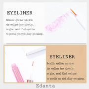 Pink glitter liquid eyeliner with metallic shimmer for eye makeup, smooth felt tip, quick-dry, ideal for cosplay and parties.