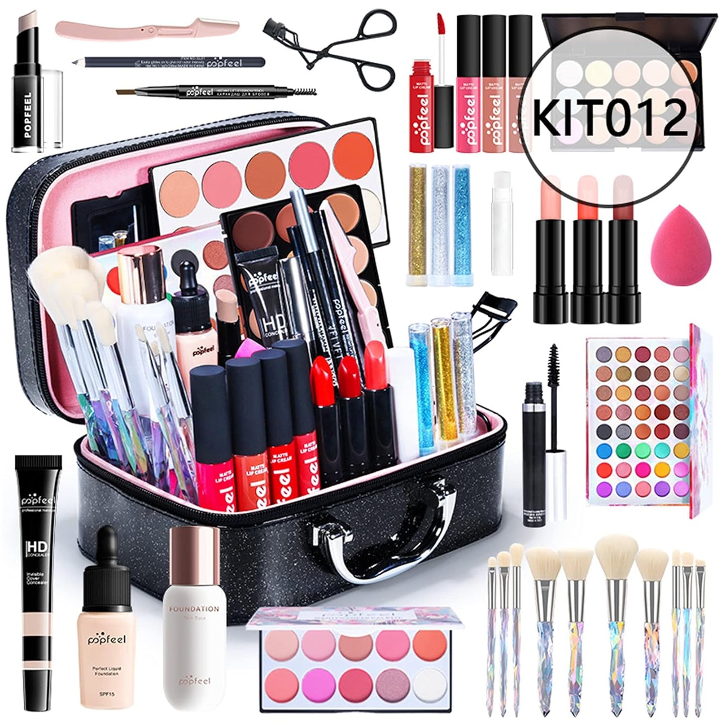 All-In-One Holiday Gift Makeup Set Cosmetic Essential Starter Bundle Include Eyeshadow Palette Lipstick Concealer Blush Mascara Foundation Face Powder - Makeup Kit for Women Full Kit
