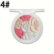 4-Color Rose Blush palette with four blendable rose-shaped shades for natural radiant cheeks