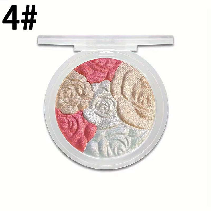 4-Color Rose Blush palette with four blendable rose-shaped shades for natural radiant cheeks