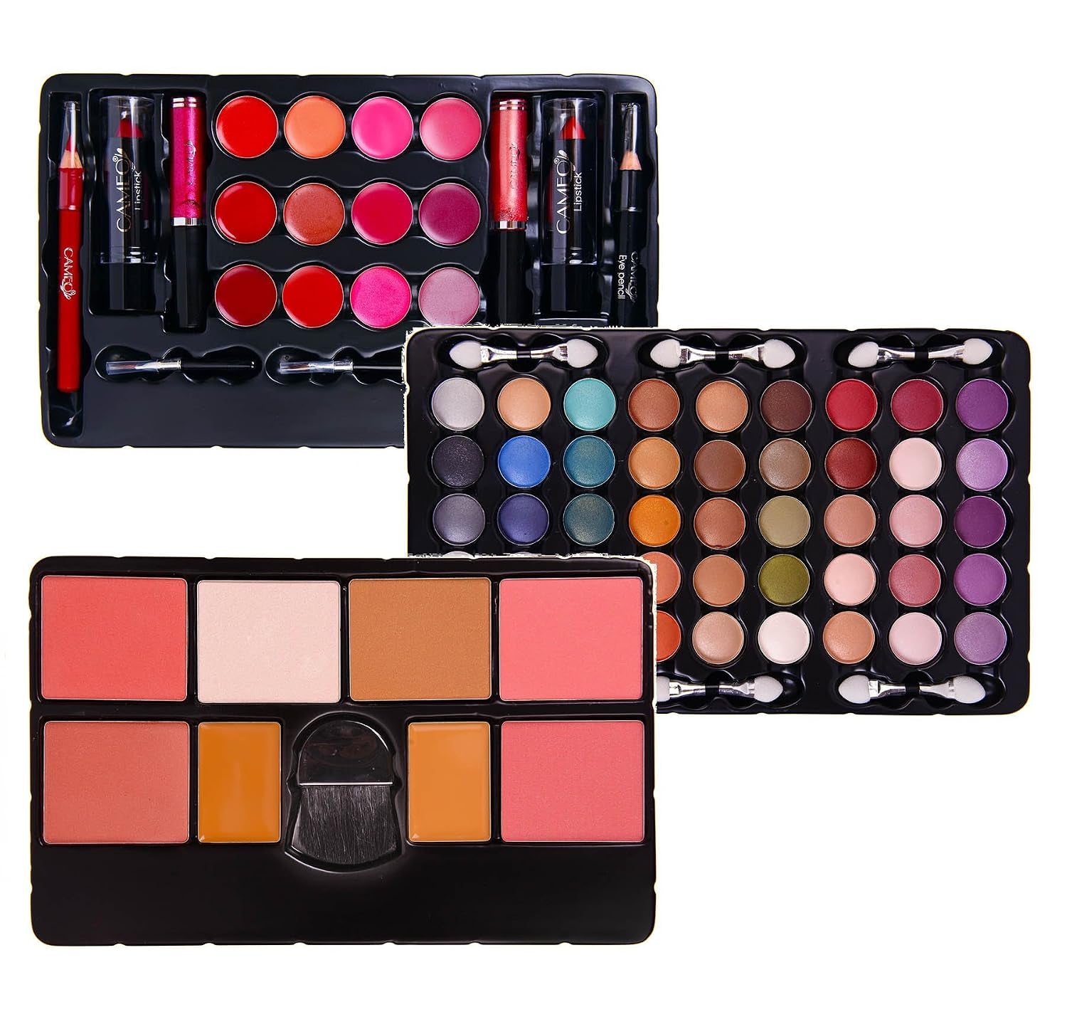 All in One Makeup Set, 67 Colors Eyeshadow, Blushes, Face Powder, Lipstick, Eye Liners, Make up Pencils and Cosmetics Mirror - Makeup Kit with Reusable Beauty Organizer Train Case - Black