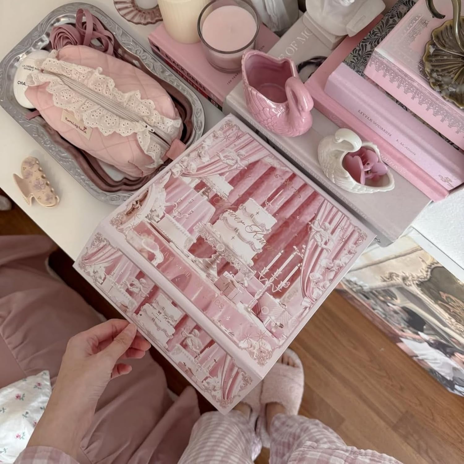 Cake Charm Set,Strawberry Cupid 12-Piece Makeup Gift Box Set,Lip Cream+Liquid Blush+Makeup Palette+Hand Mirror+Solid Perfume+Hair Clip+Cushion Powder Puff+Eyeshadow Brush+Gift Box