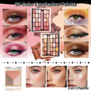 Makeup kit for women featuring 30-color eyeshadow palettes, blush, contour, highlighter, and lip gloss set for full face makeup looks